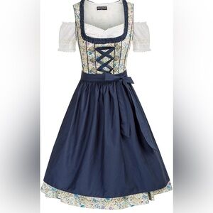 Floral and Navy Dirndl Dress